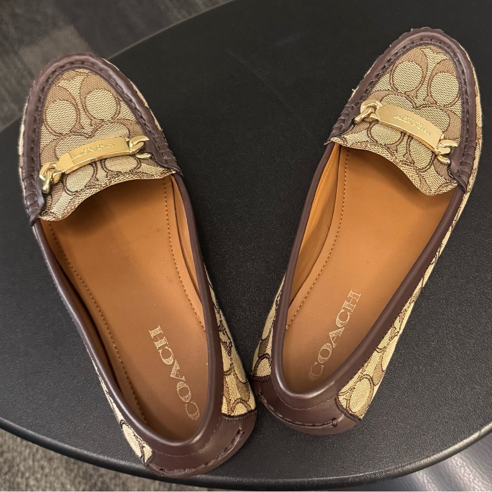 Coach Signature Brown and Tan Loafers